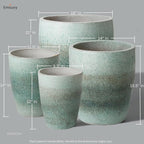 Emissary Home and Garden Bullet 11.5 in. Coastal Splash Ceramic Round Planter (11.5 in. L x 11.5 in. W x 14 in. H) with Drainage Hole