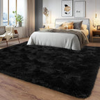 9x12 Large Area Rugs for Living Room, Ultra Fluffy Plush Rug for Living Room Bedroom, Thick Fluffy Carpet for Girls Boys Kids Room, Non Slip Dorm Rug for Home Decor Aesthetic,Black