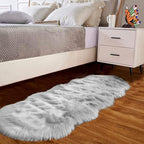 Goolela Super Soft Faux Sheepskin Grey 2x6 Runner Rug, Plush Fur Throw for Bedroom, Dorm, Office