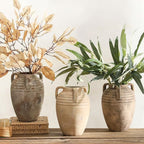 Ceramic Flower Vase Home Decor - Farmhouse Flower Vases Rustic Vintage Style Aesthetic Modern for Table Living Room Kitchen Bedroom Decoration House Desk Decorative Accessories Gift (Clay)