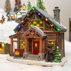 Christmas Village Moose Lodge Retreat | Christmas House Collection Accessories Figurines for Decorations and Gifts | Sound with Multicolor LED Lights
