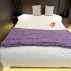 Chunky Knit Blanket Throw 48"x71", Chenille Throw Blankets, Handmade Warm & Cozy Blanket Couch Bed Home Decor, Soft Breathable Fleece Banket, Christmas for Couch Bed Sofa Best Gift (Purple)
