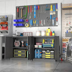 Metal Wall Cabinet,Garage Wall Cabinetwith Handle,Lockable Storage Cabinets Wall Mounted with 2 Doors,Locking Cabinet with Shelves for Basement,Living Home,Black