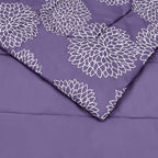 Amazon Basics Full/Queen Comforter Set with Sheets, 7-Piece Purple Floral Bedding, Lightweight Microfiber Bed-in-a-Bag