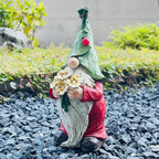 COWOS Garden Gnome Statue Outdoor Decor, Solar Garden Gnome Figurine Light, Resin Statues Sculpture for Patio Yard Lawn Outdoor Decorations