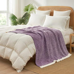 Snuggle Sac Buttery Purple Throw Blanket for Couch, Reversible Super Soft Knitted Blankets, Warm Cozy Knit Fuzzy Plush Lightweight Throws Dupes for Sofa, Bed, Picnic, Purple, 50 x 70 inches