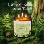 Auelife Lemongrass Scented Candle | 3-Wick Jar Candle - 12oz Natural Soy Wax - Citronella Scent for Indoor Outdoor Use, Long Lasting Aromatherapy Gifts for Fathers Day, Summer, 50+ Hour Burn
