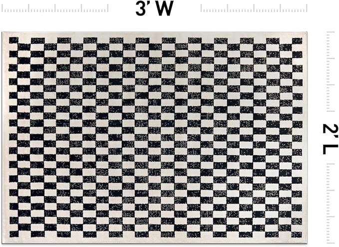 Rugshop Black and White Checkered Area Rug – High-Contrast Grid Pattern Carpet for Living Room, Bedroom, or Dorm – Trendy Contemporary Soft Floor Décor 2' x 3' Black