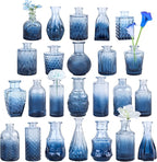 24Pcs Blue Glass Bud Vases Set, Small Vases for Flowers, Perfect for Centerpieces at Parties, Baby Showers, Weddings, Events, Graduation Season, Great Gifts for Office & Home Décor