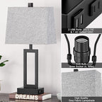 Touch Control Table Lamps Set of 2, Modern Bedside Lamps with USB A+C Ports & AC Outlet, 3 Way Dimmable Contemporary Nightstand Lamps for Bedroom Living Room Gray(LED Bulb Included)