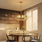 XINGQI 6-Light Modern Farmhouse Chandelier Brushed Nickel, 21.7'' Drum Ceiling Light Fixture for Living Dining Room Over Table with Round Metal Shade Pendant Lighting