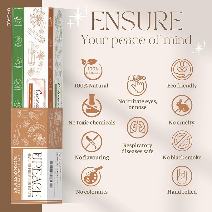 Organic-Incense-Sticks-Non-Toxic-Variety Pack (131 Agarbatti Sticks) | 75 Minutes Long Lasting Burn for Positive Vibes, Meditation with Natural Vietnamese Herbal Scents, no Synthetic Essential Oils