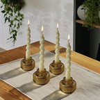 Kate Aspen Taper Candle Holders for Candlesticks, Ribbed Glass Gold Candle Holders Set of 4, Retro Candlestick Stand Decor, Votive Candle Holder Decor Accents for Holiday & Home Decoration Styling