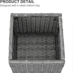 SUNNYPARK 2 Pack Tall Planters for Outdoor Plants Rattan Modern Tall Square Planter Box with Removable Liners Indoor Outdoor Porch Patio Flower Pot (12’’ x 12’’ x 24’’)