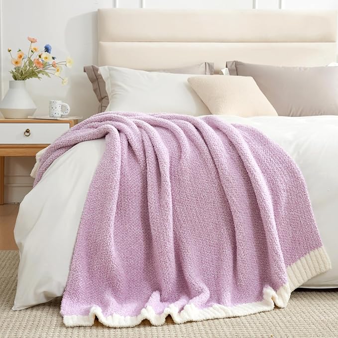 Snuggle Sac Bedding Blanket Light Purple Twin Size, Super Soft Warm Cozy Blankets for Bed, Living Room, Luxurious Microfiber Blanket Dupes, Heather Lilac, 60x80 inches