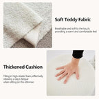 Modern Round Ottoman, Classic Foot Stool Ottoman, Teddy Fleece Upholstered Vanity Stool for Makeup, Bedroom, Living Room, White