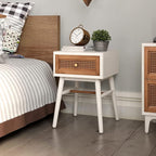 COZAYH Set of 2 Fully-Assembled Modern Farmhouse Clean-Lined Nightstand, End Table with 1 Drawer,Distressed White
