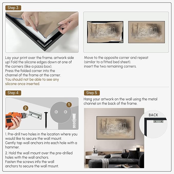 SIGNWIN 30"x60" Extra Large Framed Wall Art Misty Forest in Sepia Tones, Watercolor Woodland Landscape for Home Living Room Bedroom Decor (Frame Assembly Required)