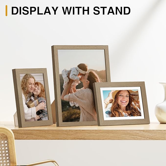 Vittanly 15 Pack Picture Frames Collage Wall Decor, Multi Sizes Including 3pcs 8x10, 6pcs 5x7 and 6pcs 4x6 Photo Frames, Gallery Frame Set for Wall or Tabletop Display, Olive Brown