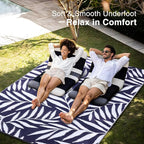 OLANLY Waterproof Outdoor Rug 6x9 ft, Reversible Outdoor Plastic Straw Rug with Leaf Pattern, RV Mat, Indoor Outdoor Carpet for Patio, Camping, Balcony, Deck, Backyard, Navy & White