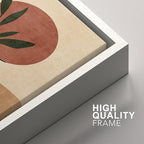 SIGNFORD Framed Canvas Print Wall Art Set Sun & Moon Mid-Century Desert Plants Abstract Shapes Illustration Modern Art Decorative Nordic Nature for Living Room, Bedroom, Office - 16"x24"x2 White