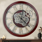 HOIBAI Farmhouse Vintage Industrial Oversized Wall Clock - 24 in (60cm) Moving Gear Wall Clock for Living Room Decor