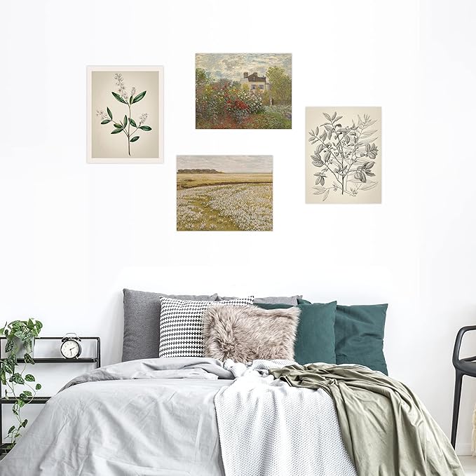 SIGNWIN Poster Bathroom Decor 11"x14"x 4, Wall Art Room Decor Multicolor for Living Room, Bedroom, Office Autumn Spring Rustic Flower Landscape Classic Vintage Retro Illustrations