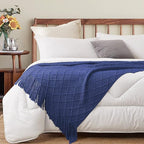 inhand Navy Blue Throw Blanket for Couch and Bed, Soft Living Room Home Decor Knitted Blanket with Tassel, Outdoor Lightweight Breathable Summer Blanket, Farmhouse Warm Woven Decorative, 50"x60"