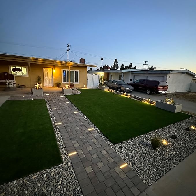 LUMENGY Paver Light Slim 0.5x9 Inch (0.55X8.85X2.2) Glare-Free Steel Brick Lighting for Pavers, Walls, Driveway & Pathway Borders 2700K Warm White, Waterproof IP67, Drive-Over Rated - 12V AC/DC