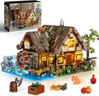 Wood Cabin Building Set with Light, 2570 PCS Wooden Forest House Mini Building Block Toy with Waterwheel Pond Animals, Big House Construction Model for Adults Teens Kids Boys Girls 10-12+