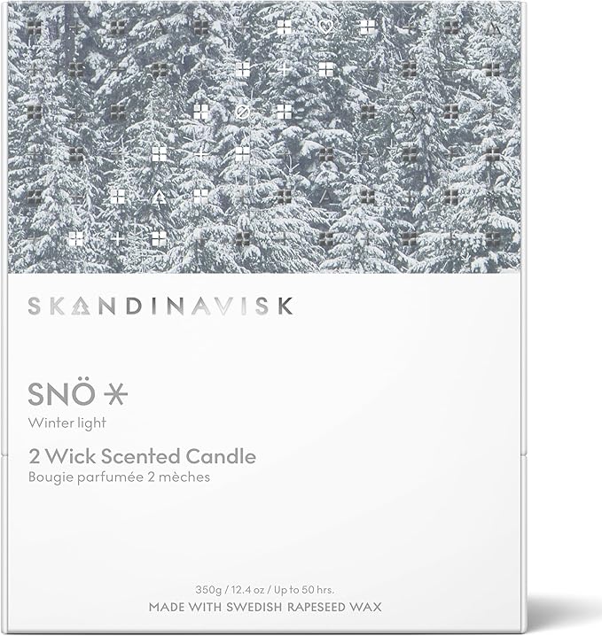 Skandinavisk SNÖ 'Snow' Scented Candle with 2 Wicks, Special Edition, Scent Notes: Frozen Forests and Frosted Berries, The Sharp Breath of Subzero Skies, Vegan Formula, 12.3 oz.