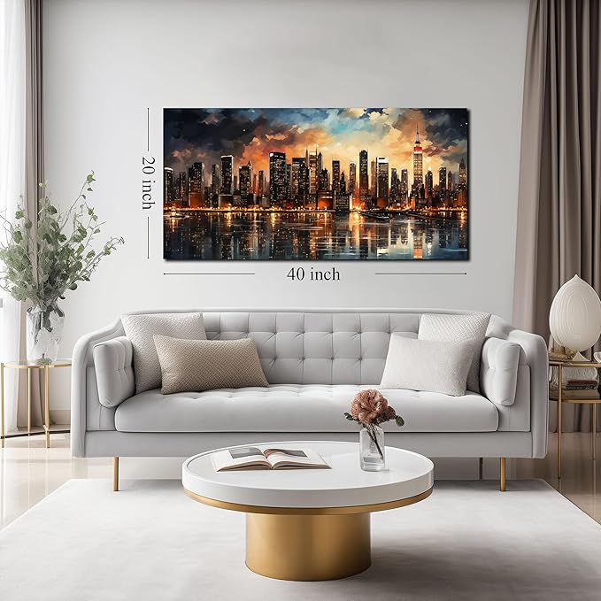 New York City Canvas Wall Art for Bedroom Modern Wall Pictures for Living Room Home Office Wall Decor Size 20 x 40 Inch