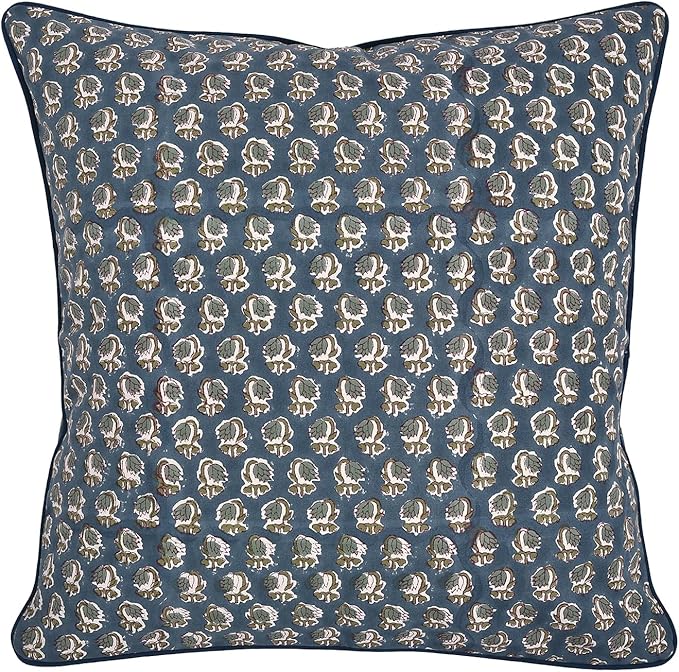 Ridhi Modern Farmhouse Pillow Covers Decorative Cotton Throw Pillow Covers Set of 2 Peacock Blue Cushion Covers for Boho Couch Sofa Bed Living Room Spring Home Decor 16x16