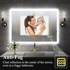 S·BAGNO LED Bathroom Mirror with Lights, 48''x28'' 3D Border Bathroom Vanity Wall Mirror with Bluetooth, Anti-Fog, Stepless Dimming, 3 Colors, Tempered Glass Lighted Vanity Mirror for Bathroom