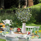 6 PCS 27.5" Artificial Eucalyptus Stems with Berries, Faux Eucalyptus Branches Fake Greenery Plants Stems for Vase Home Party Wedding Spring Decorations