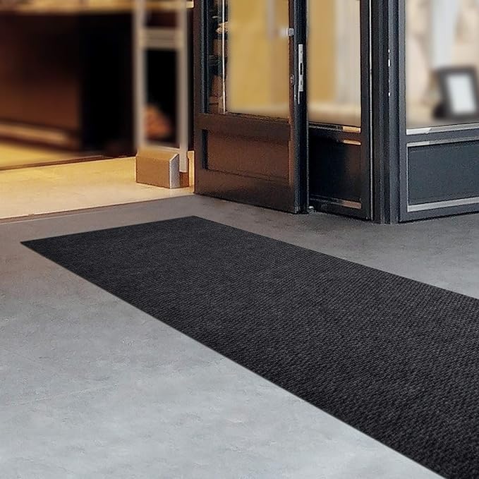 iCustomRug Hallway Runner Rug – 3x16ft Black, Indoor/Outdoor, Non-Slip Rubber Backing, Low-Profile All-Weather Carpet, Non-Shedding & Easy Care, Entryway Mat Ideal for High Traffic Areas