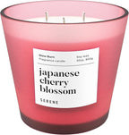 Hidden Label Large Scented Candle, Japanese Cherry Blossom, 30oz 3 Wick Huge Candle, Serene Collection Slow Burn Natural Soy Candles for Home Scented