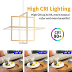 Modern LED Chandelier Led Pendant Light Square Contemporary Chandelier Hanging Light Dimmable for Living Room, Dining Room, Bedroom, Kitchen, Stydy Room 90W 3000K/4000K/6000K Optional,Gold