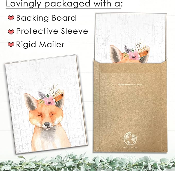 DREAM BIG PRINTABLES Woodland Animals Nursery Wall Art Prints (Set of 6) - Unframed - 11x14s | Farmhouse Boho Art - Great Baby Shower Gift - Unisex for Boys and Girls - Kids Bedroom Wall Art