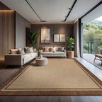 CAMILSON Indoor Outdoor Rug, 10x14 Bordered Natural Brown Modern Large Area Rugs for Indoor and Outdoor Patios, Kitchen and Hallway Mats, Washable Porch Deck Outside Carpet (Jute, 10 x 14)