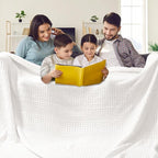 PHF 100% Cotton Waffle Blanket Oversized King 120"x120", Lightweight Breathable Extra Large 10'x10' Summer Blankets for Bed, Giant Big Luxury Aesthetic Woven Bedding for Home Decor, White