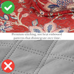 Southshore Fine Living, Inc. Oversized Full/Queen Quilt Bedding Set, Jacobean Willow Floral Quilt Set Queen or Full Size with 2 Matching Pillow Shams, Lightweight Bedspread, Soft and Cozy, Red