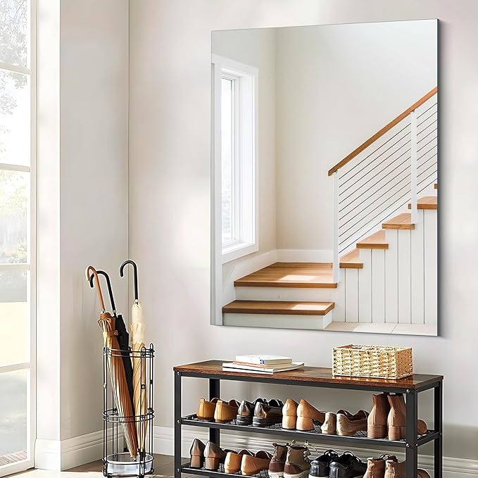 Frameless Rectangle Mirror, 36x48 Inch Large Bathroom Mirrors for Wall Over Sink, Upgraded Shatterproof Vanity Mirror with Polished Edge for Bathroom,Bedroom,Living Room and Entryway