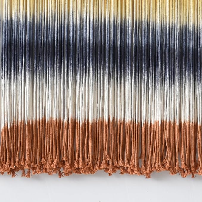 Flber Macrame Wall Hanging Extra Large Dip-Dyed Coastal Tapestry Boho Wall Decor for Living Room Bedroom Above Couch 57" W x 35" L