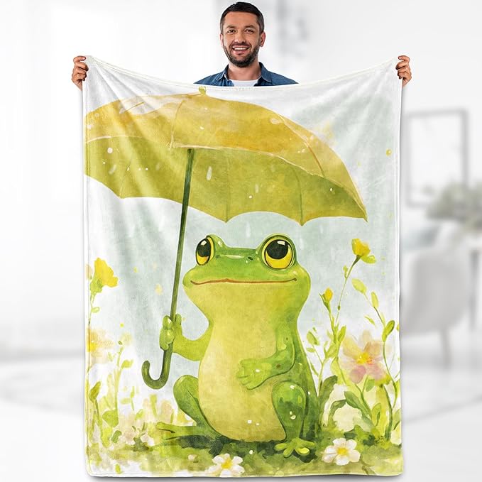 Frog Blanket Gifts for Women Kids - Cute Frogs Lovers Stuff Animal Decor Throw for Teen Adults Soft Lightweight Fleece Cozy Travel Bed Couch Birthday Christmas Blanket 50"x60"