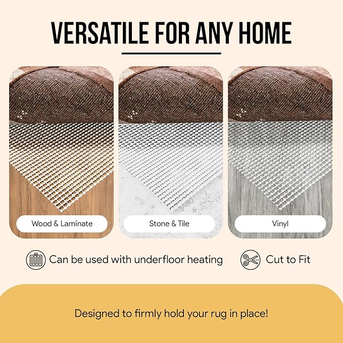 Non Slip Area Rug Gripper 4x6 Feet, Rug Gripper for Hardwood Floors, Laminate, Vinyl, Stone & Tile, Anti Slip Area Rug Pad for Under Rugs