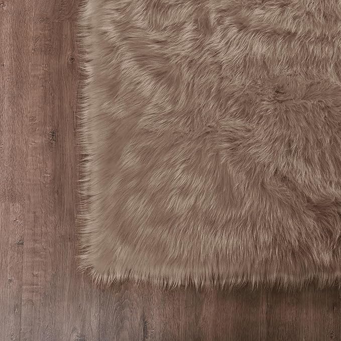 Goolela Furry 2x6 Fluffy Faux Sheepskin Beige Washable Shag Rug for Living Room Bedroom Sofa Cute Room Decor Rectangle