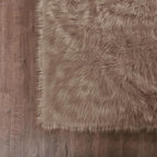Goolela Faux Sheepskin Fur Area Rug 5x8 Light Brown Beige Fluffy Fuzzy Furry Shag Rug for Bedroom Living Room Washable Rectangle