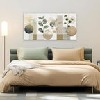 TAIJXAGSG Green Boho Wall Art Minimalist Canvas Wall Art Decor Geometric Line Leaf Beige Green Wall Art Canvas Artwork Print Paintings Abstract Art Botanical Boho Room Office Home Wall Decor 20"X 40"