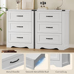 3-Drawer Dresser for Bedroom, Small Wooden Chest of Drawers with Metal Handles, Narrow Storage Cabinet with Anti-Tipping Design, Sturdy Dresser Organizer for Closet, Living Room, Entryway